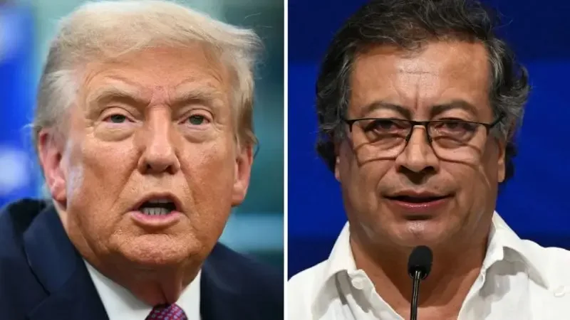 El presidente Gustavo Petro y Donald Trump durante su reunión en la Casa Blanca.