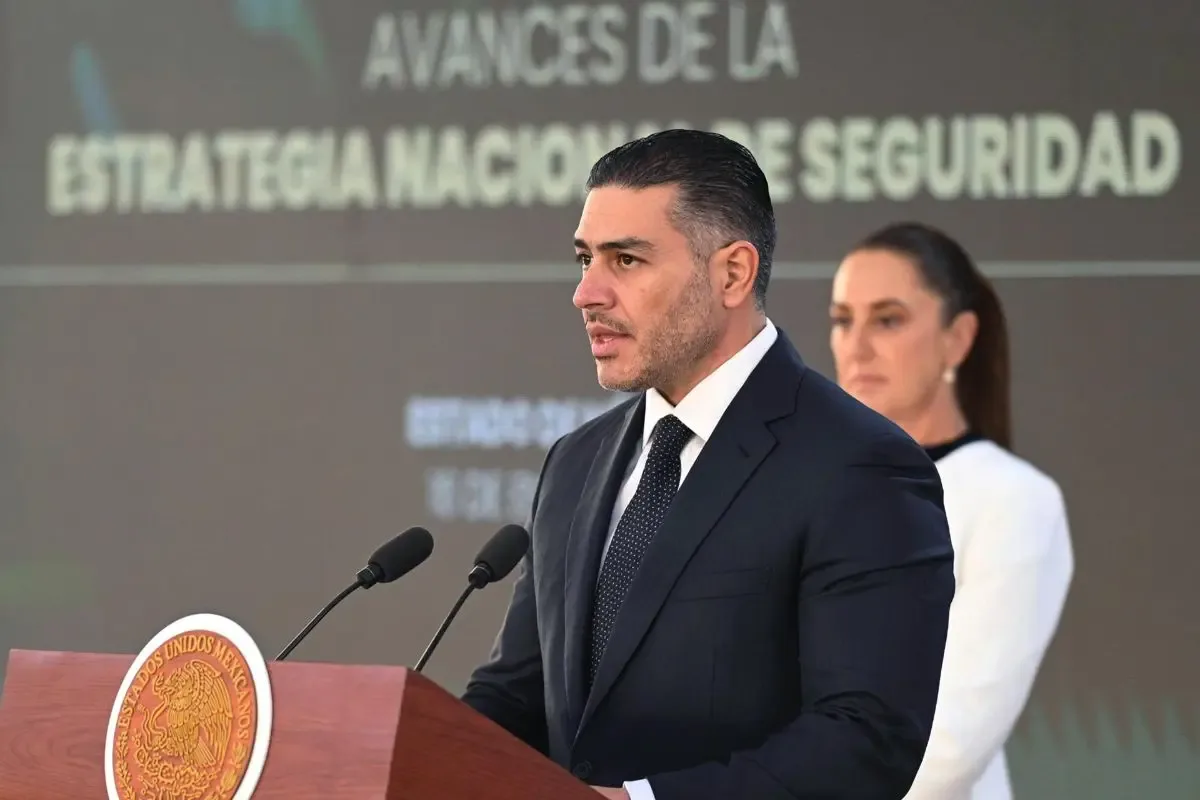 El secretario de Seguridad y Protección Ciudadana, Omar García Harfuch, durante una conferencia.