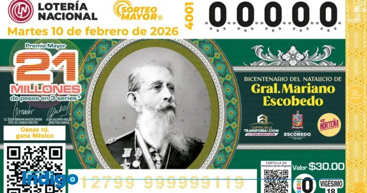 El Sorteo Mayor 4001, dedicado al Gral. Mariano Escobedo, premiará a un nuevo millonario en México.