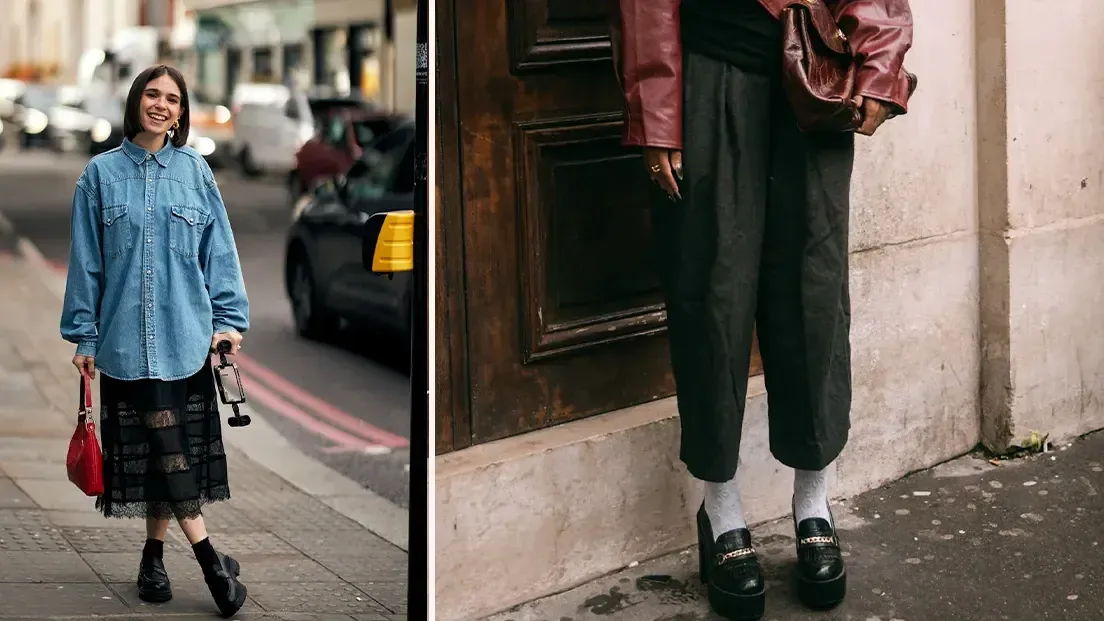 El street style destaca los mocasines como una opción elegante y versátil para combinar con pantalones y faldas.