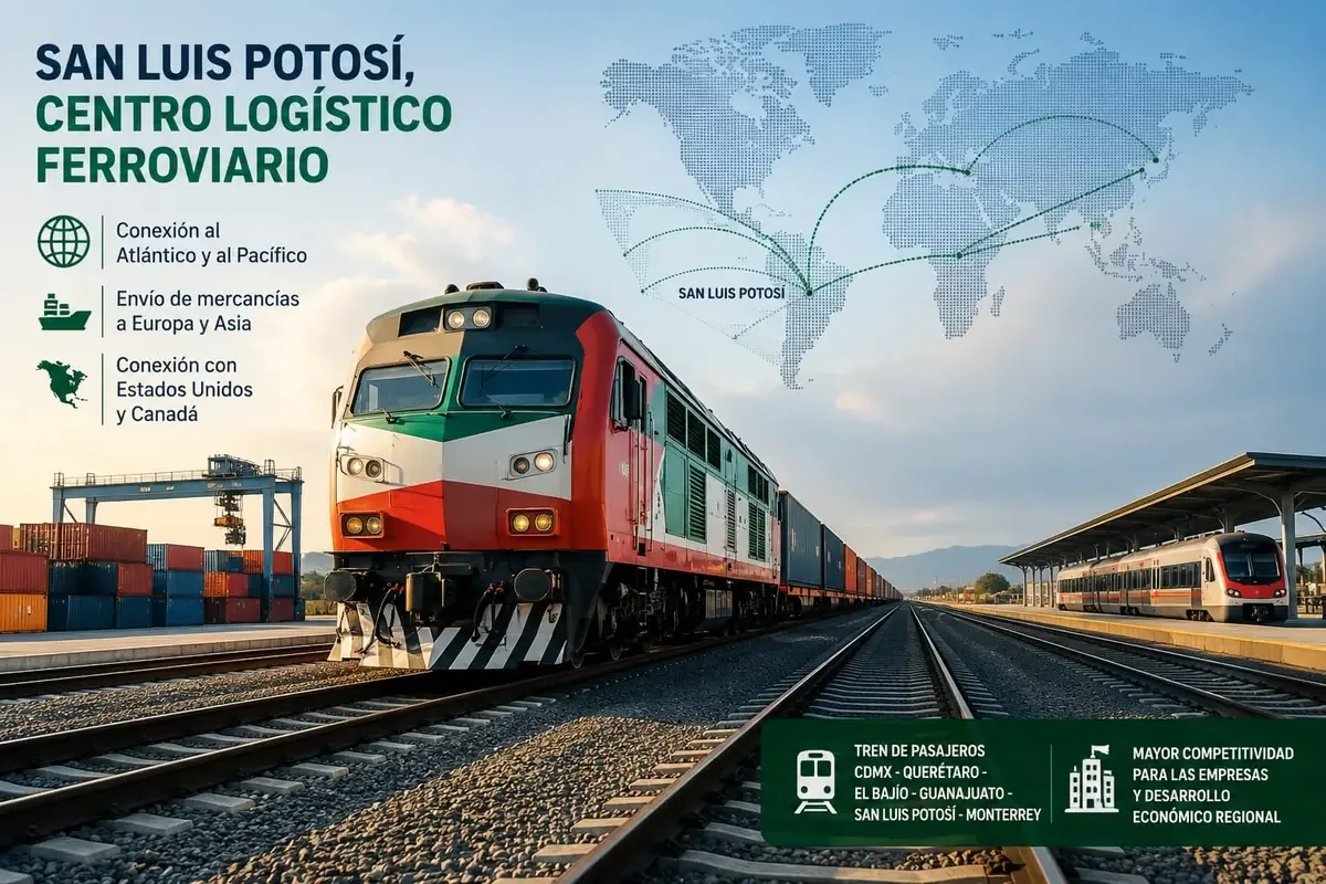 La nueva infraestructura ferroviaria mejorará la movilidad y logística de San Luis Potosí.