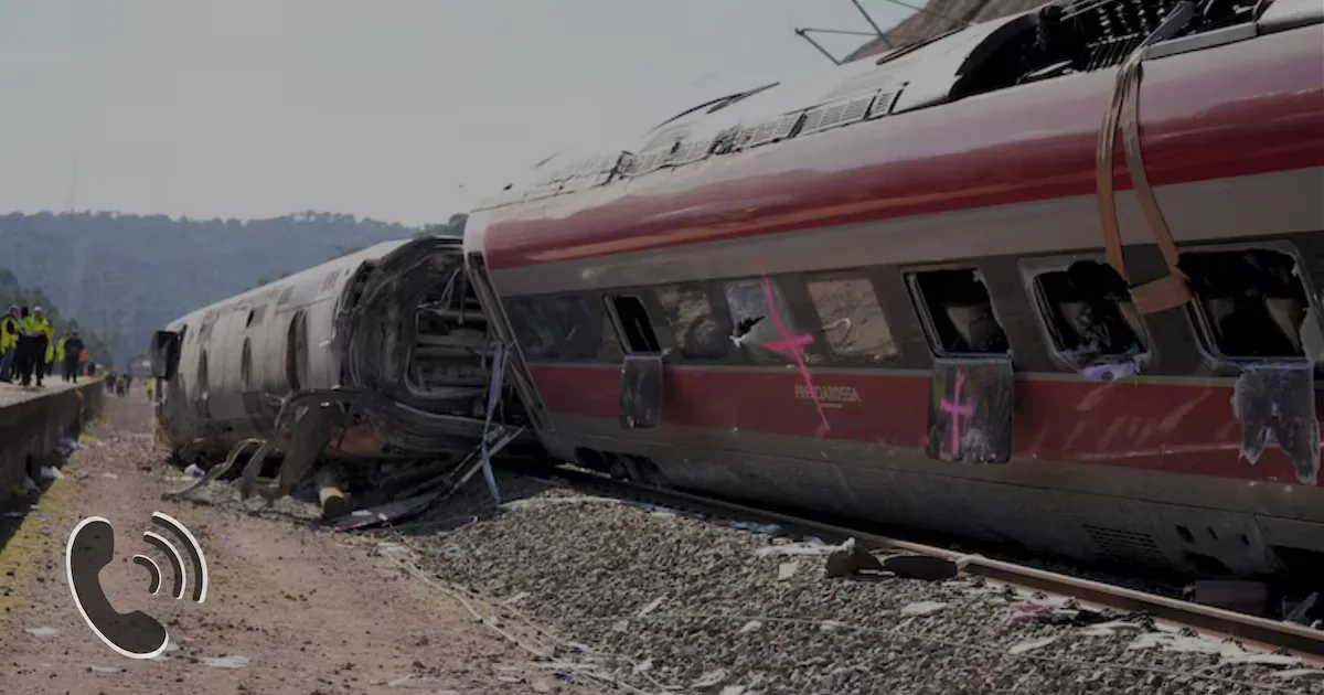 El tren Iryo descarrilado en Adamuz, mostrando su estado tras el accidente.