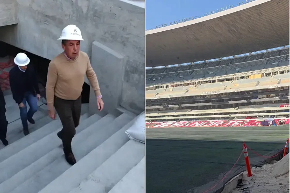 Emilio Azcárraga Jean supervisa la remodelación del Estadio Azteca.