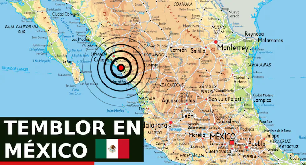 Epicentro del sismo observado por el Servicio Sismológico Nacional en México.
