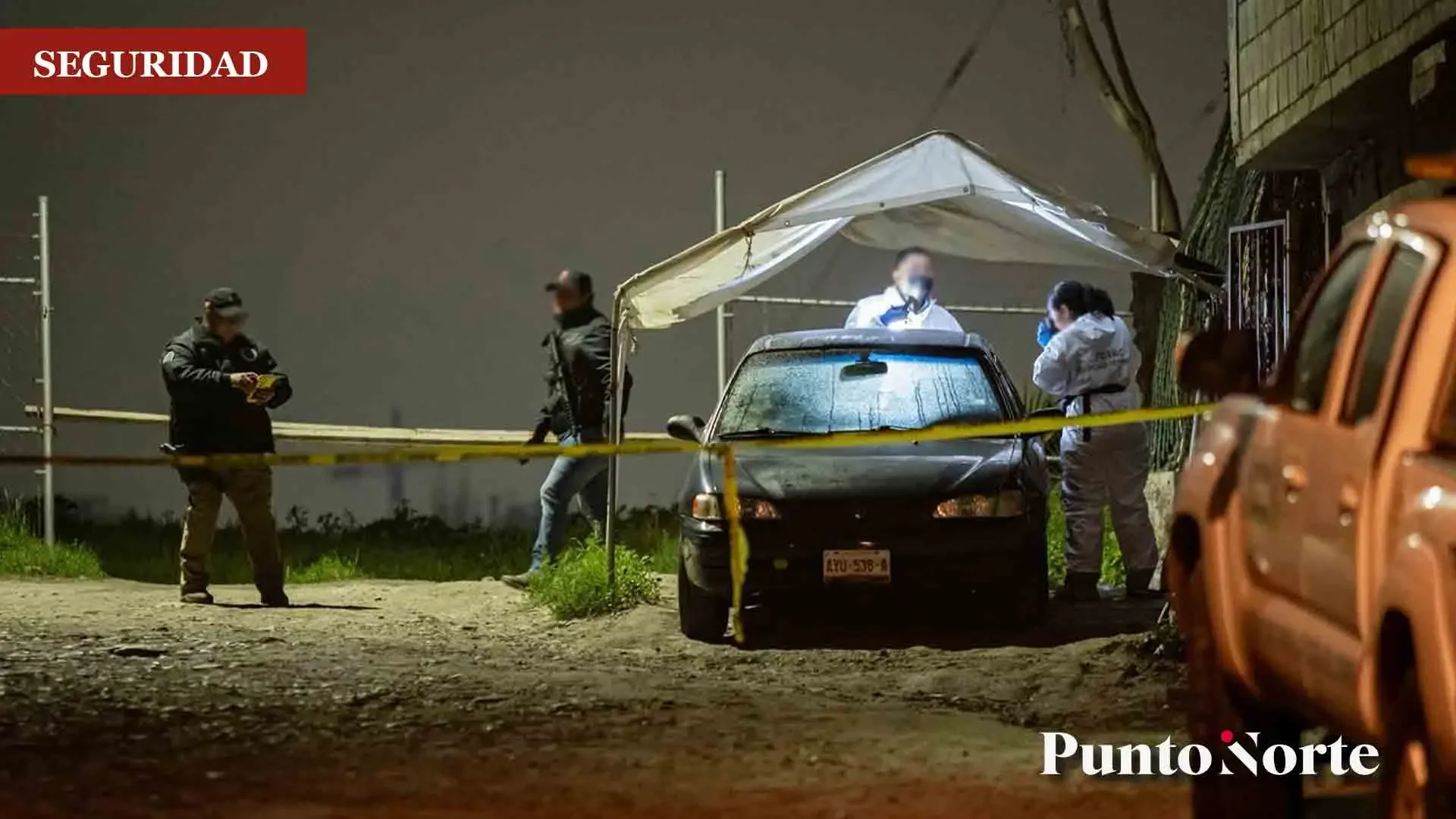 Escena del crimen donde fue asesinado el guardia en Tijuana.