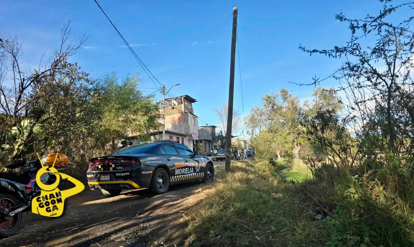 Escena del crimen en la zona poniente de Morelia tras los asesinatos.