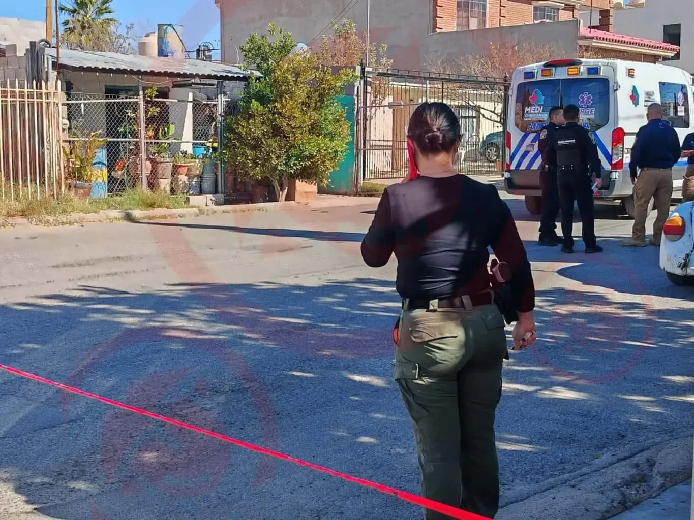 Escena del trágico ataque fatal en Cerro Coronel, Chihuahua.