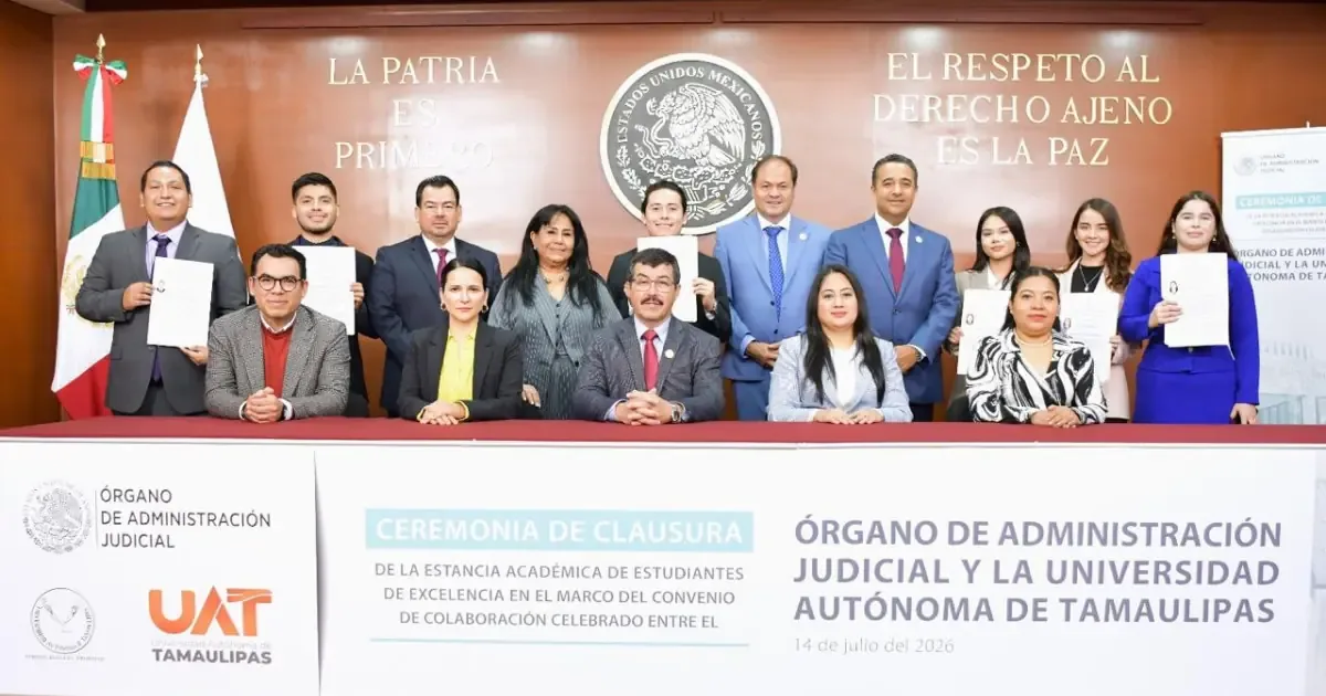Seis alumnos de la UAT concluyen su formación práctica en el Poder Judicial de la Federación.