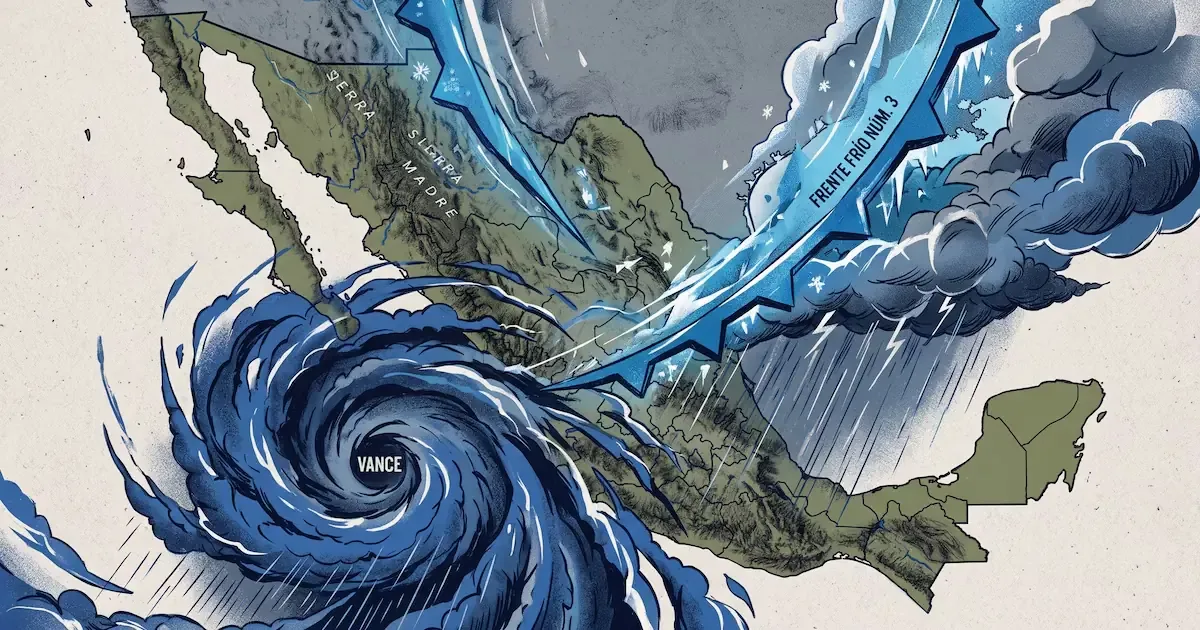 El ingreso del frente frío número 3 provoca lluvia y frío en varias entidades del país.
