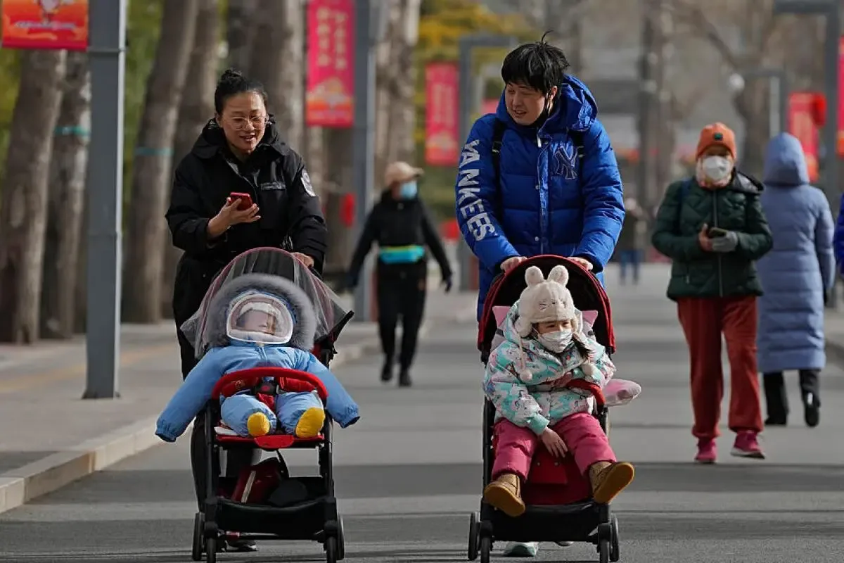 Gráfica del cambio poblacional en China entre 2022 y 2025.