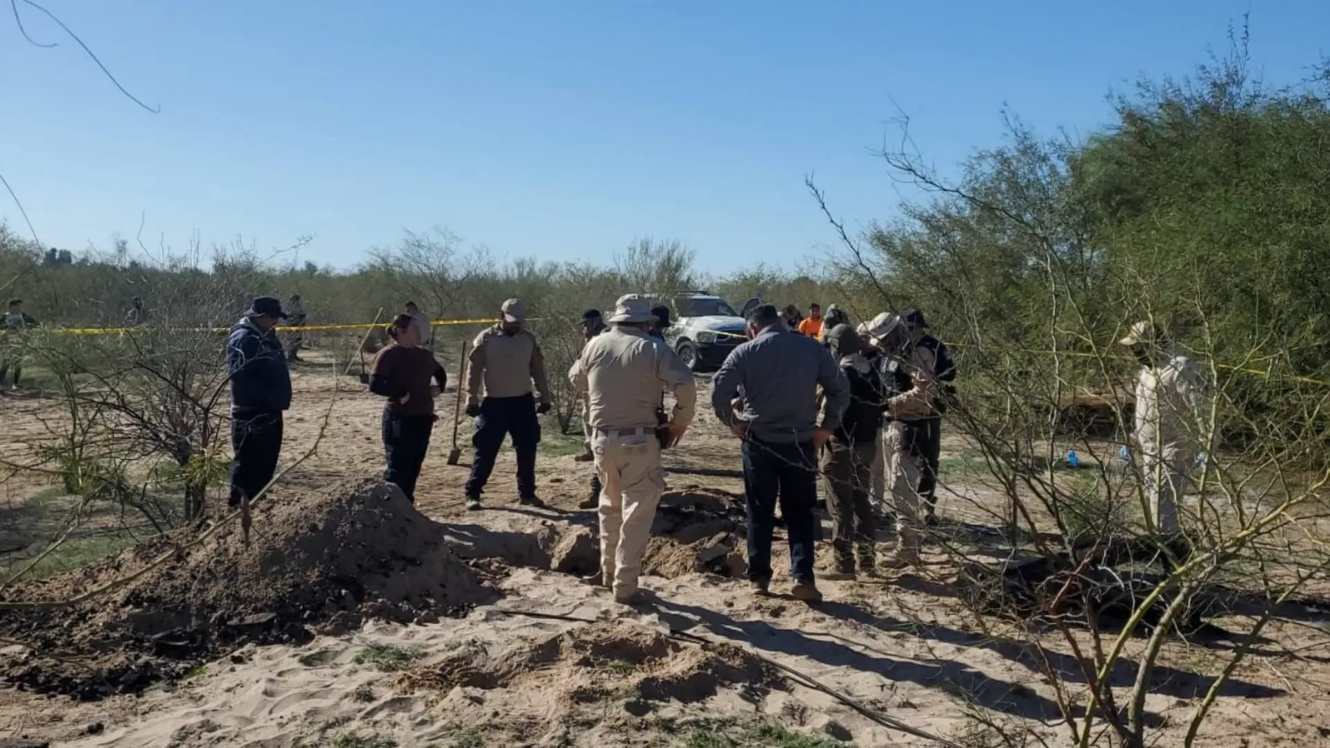 Hallazgo de una fosa clandestina en el Valle de Mexicali, Baja California.