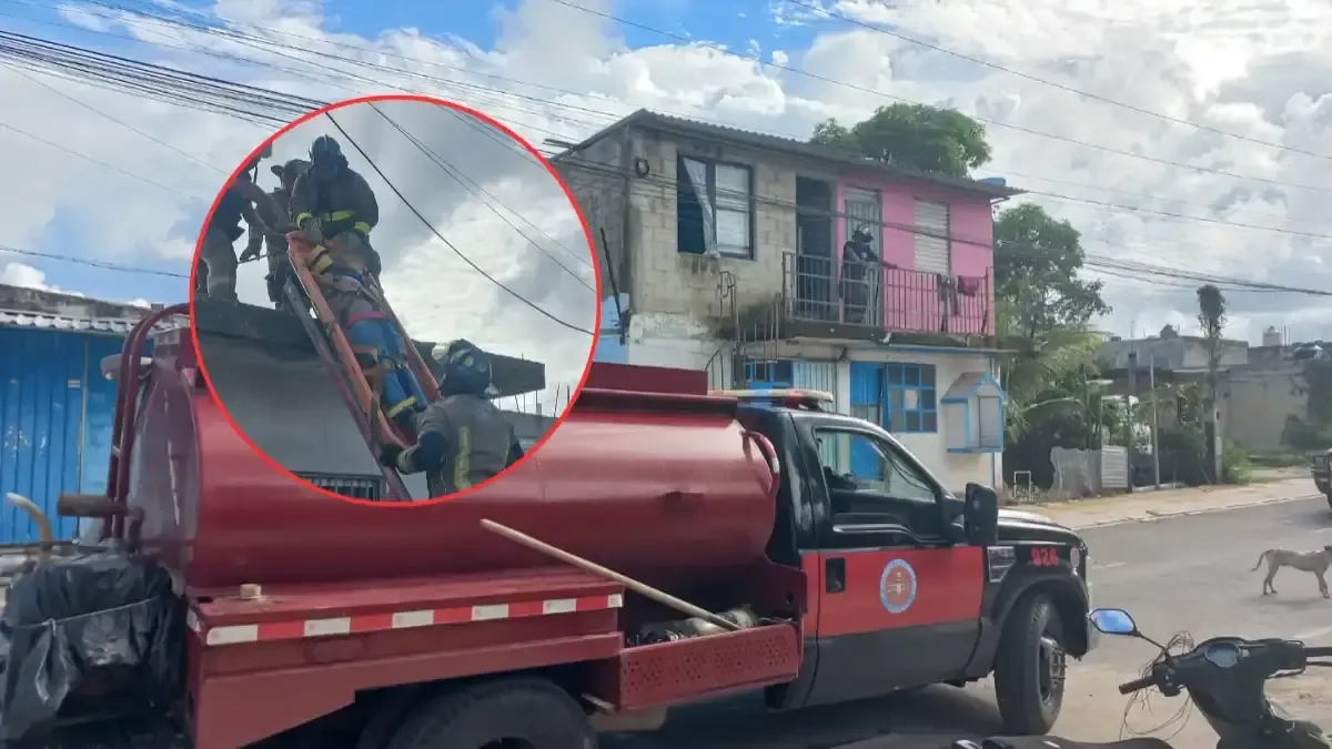 Un hombre sufrió una descarga al limpiar su azotea anegada en Cancún, pero fue rescatado con vida.