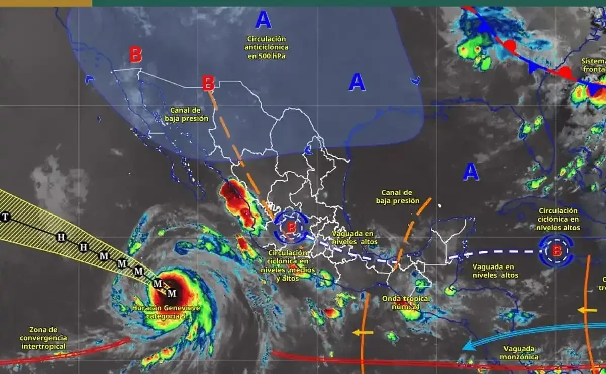 Genevieve destaca por su rápida intensificación y su potencial para afectar la costa occidental de México.