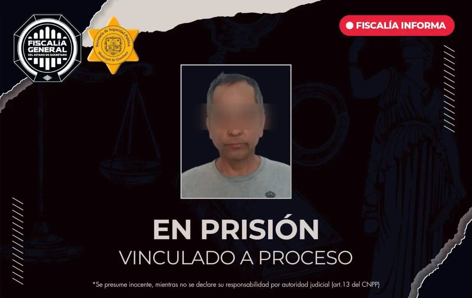 Imputado en audiencia judicial por feminicidio, Querétaro.