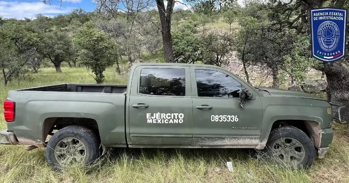 La camioneta fue robada en agosto y presentada como unidad militar, se investigan su uso y origen.