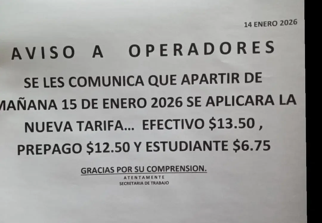 Información sobre posible aumento de tarifas del transporte urbano en SLP.