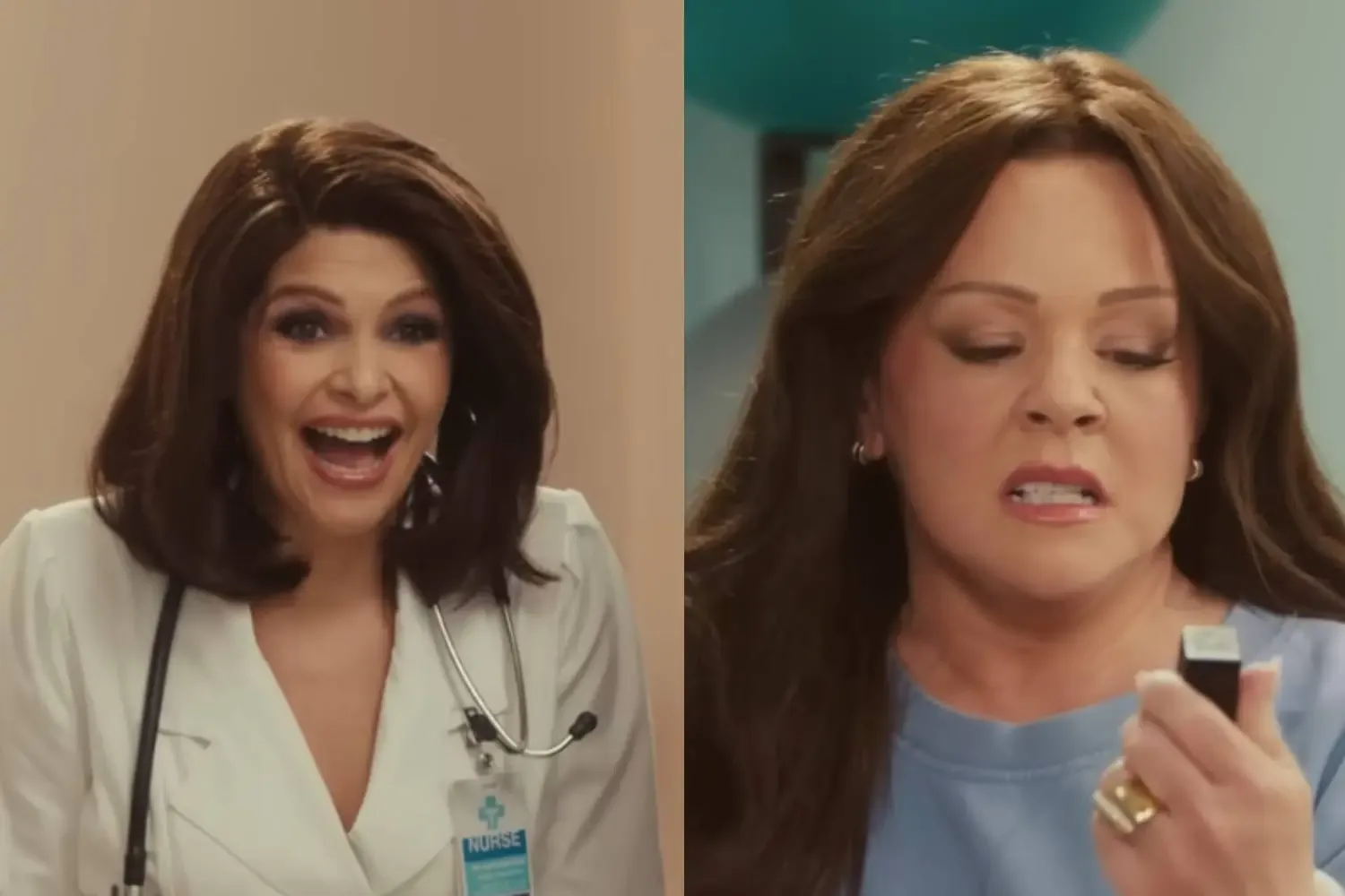 Itati Cantoral y Melisa McCarthy durante la grabación del comercial para e.l.f.