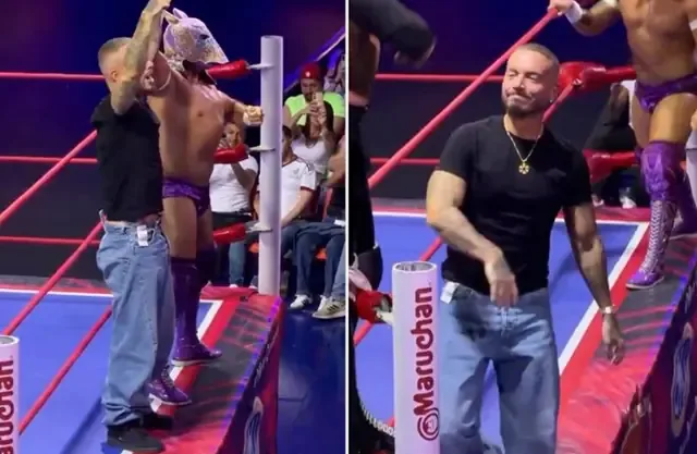 El cantante colombiano vivió una inesperada experiencia en lucha libre.