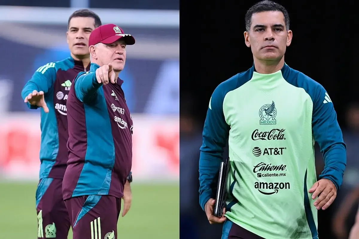 Javier Aguirre y Rafael Márquez en el entrenamiento de la Selección Mexicana.