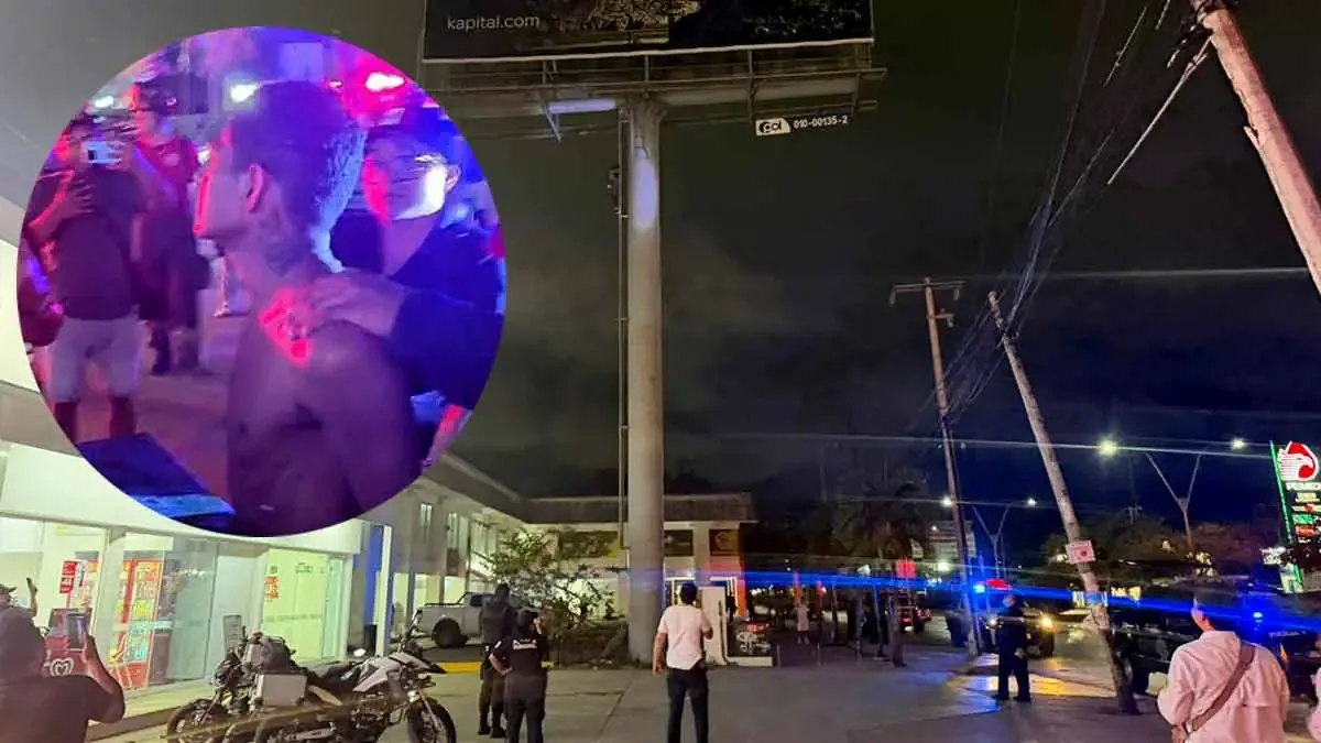 Un indigente fue detenido tras robar monedas y escalar un espectacular.