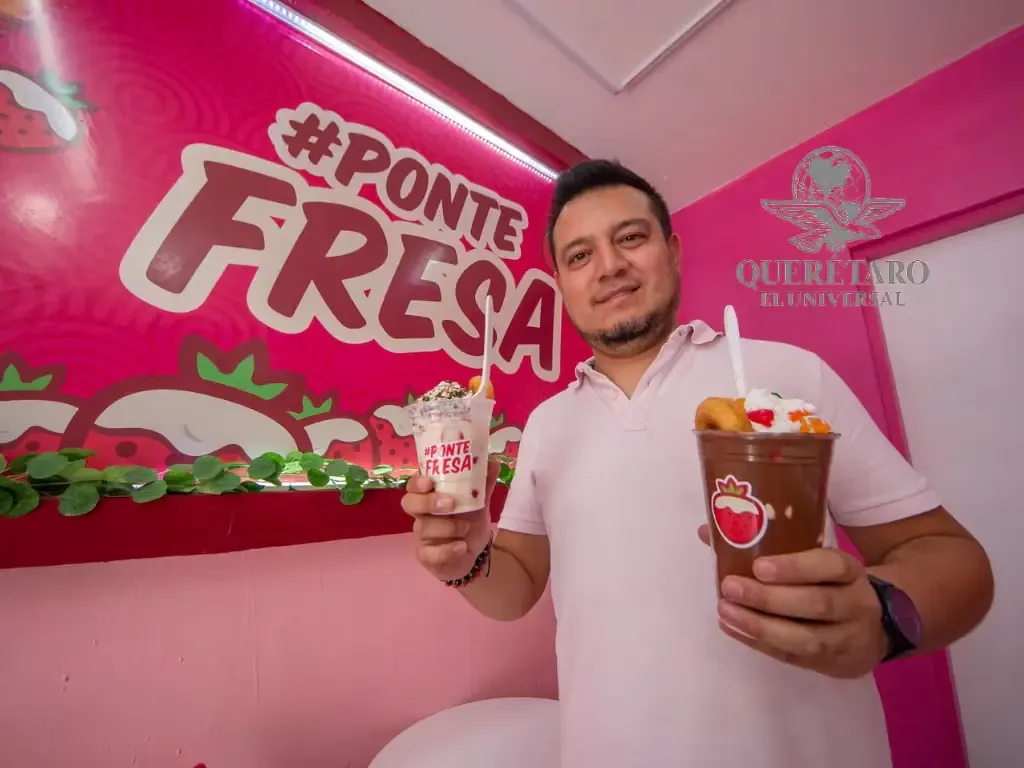 Juan Carlos Palacios crea un negocio de fresas con crema en Querétaro, impulsando la economía local.