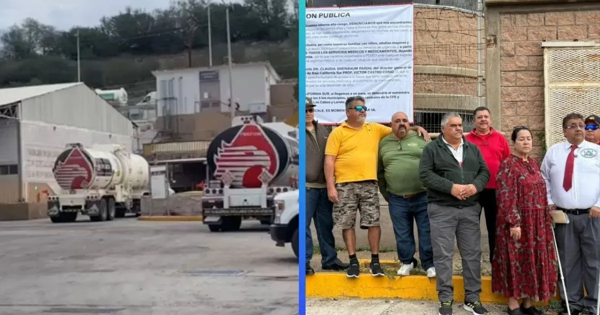 Jubilados de Pemex protestan por la suspensión de atención médica en La Paz.