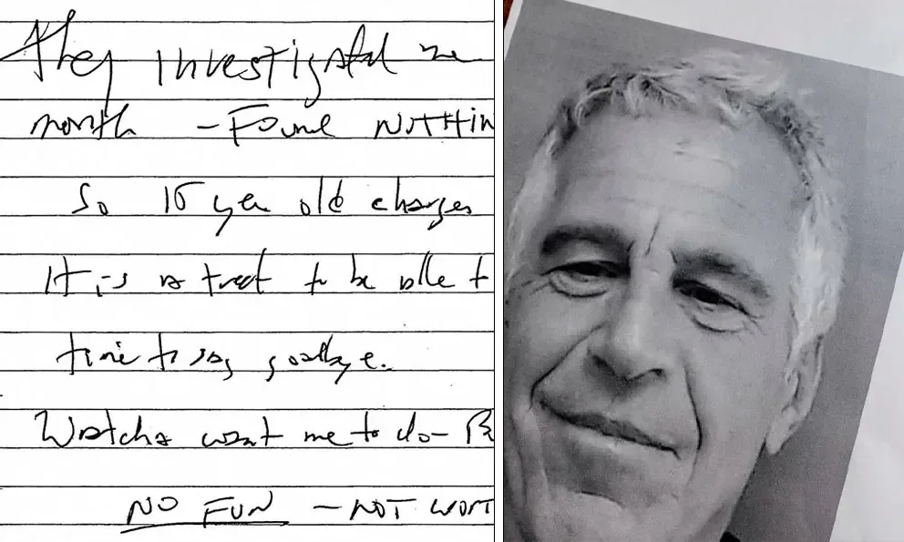 La nota, sellada durante años, revela los pensamientos finales de Epstein.