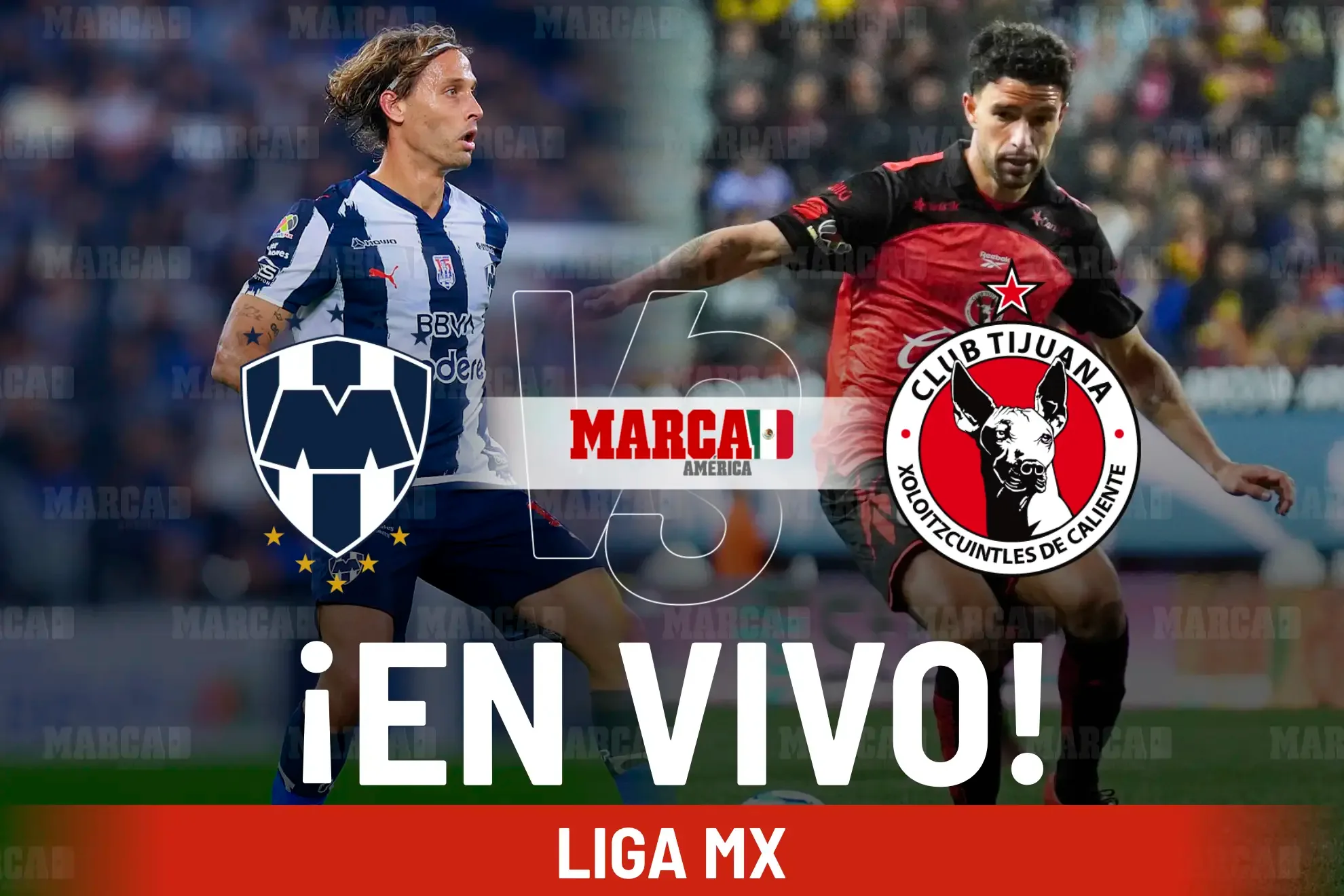 "Jugadores de Monterrey y Tijuana listos para el duelo en el Estadio BBVA."
