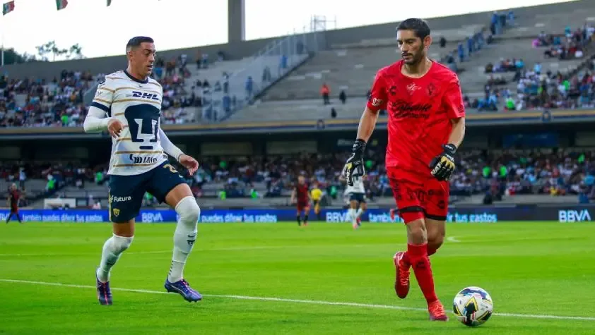 Jugadores de Tijuana celebran el gol de Adonis Preciado en el partido.