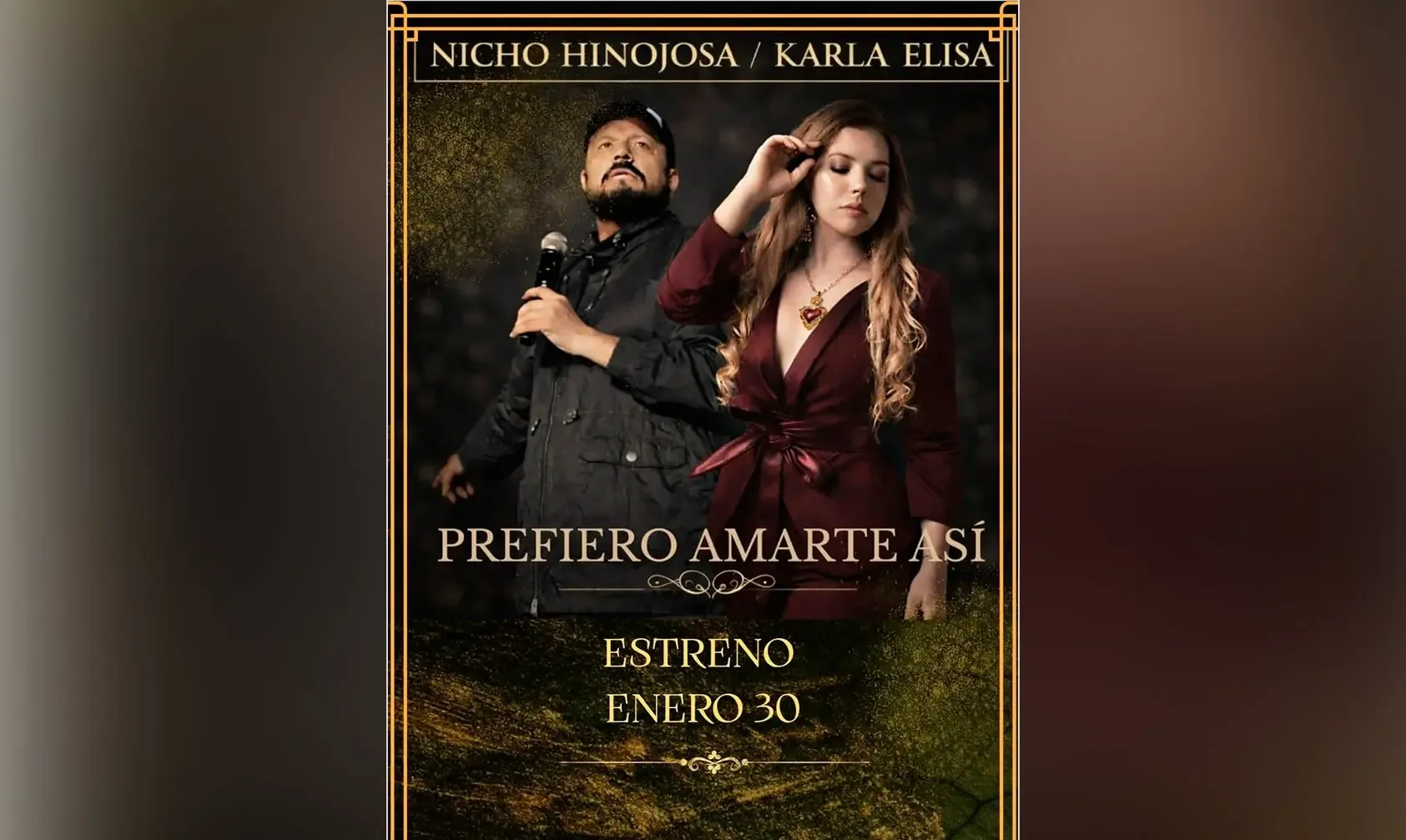 Karla Elisa y Nicho Hinojosa durante la grabación de su nuevo sencillo.