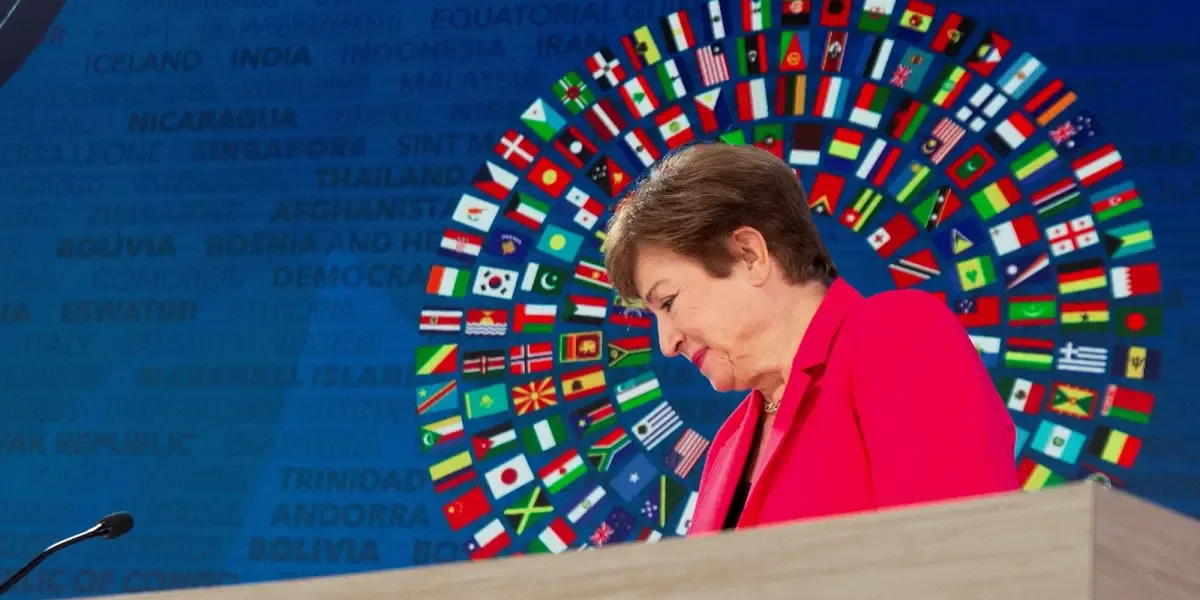 Kristalina Georgieva, directora del FMI, durante su visita a Ucrania.