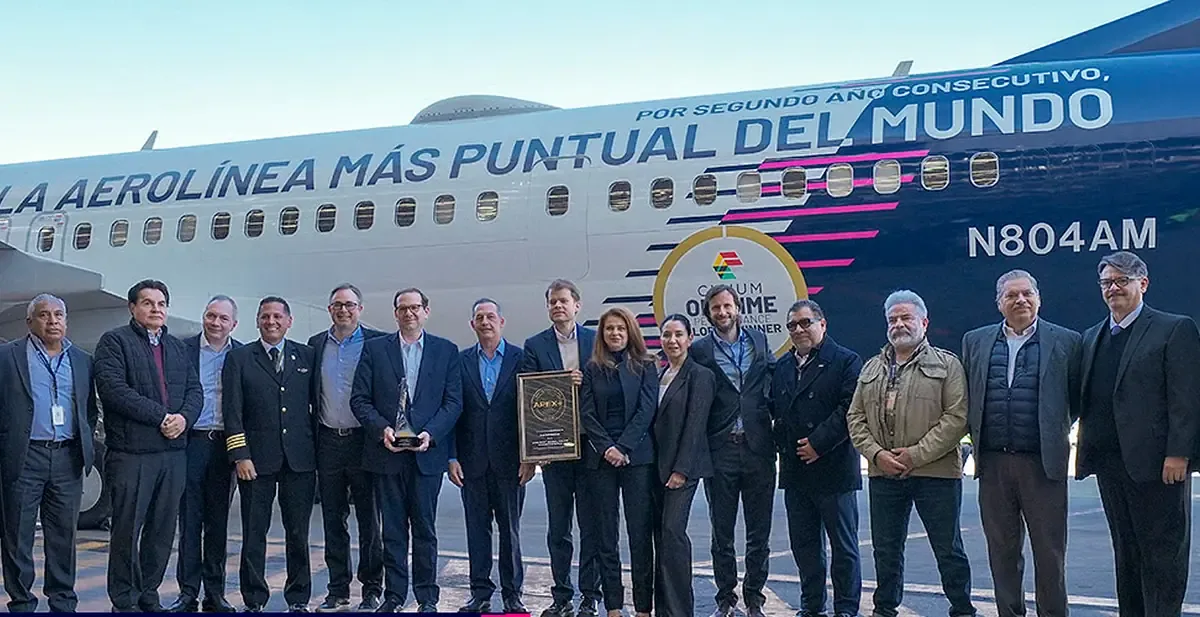 La aerolínea mexicana destaca por su excelente desempeño en puntualidad durante 2025.