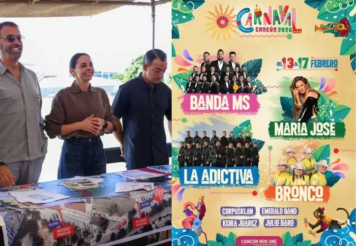 La Alcaldesa Ana Paty Peralta durante el anuncio del Carnaval Cancún 2026.