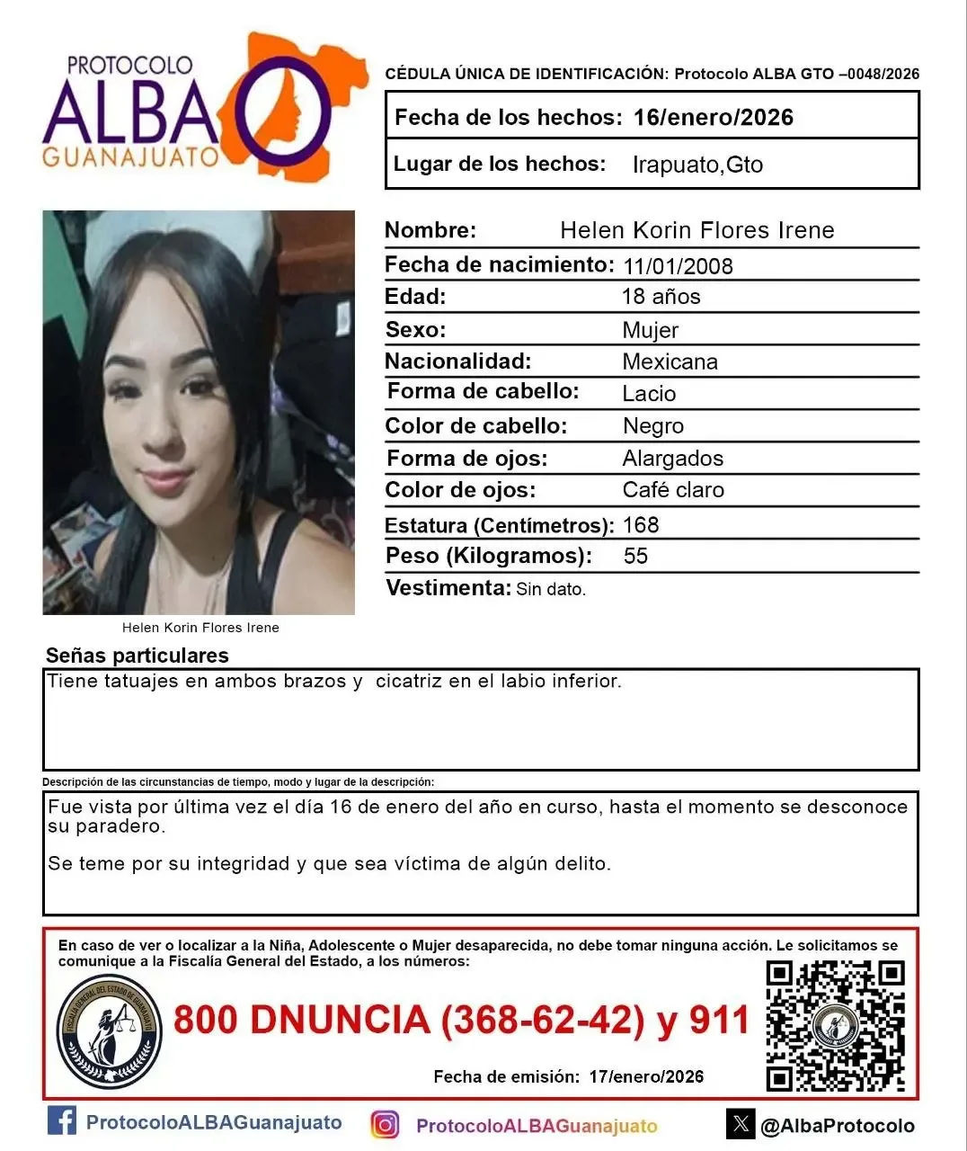 La búsqueda de Helen Korin Flores se intensifica en Irapuato.