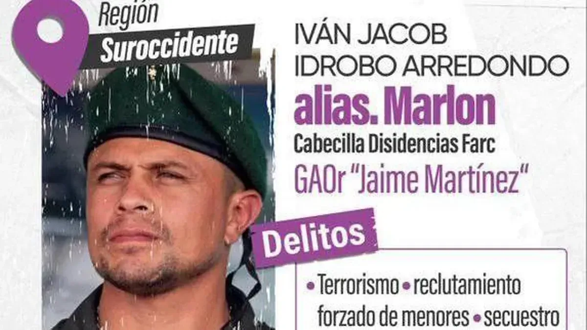 La captura de Iván Jacobo Idrobo Arredondo es prioridad tras ataque que dejó 20 muertes en el suroeste del país.