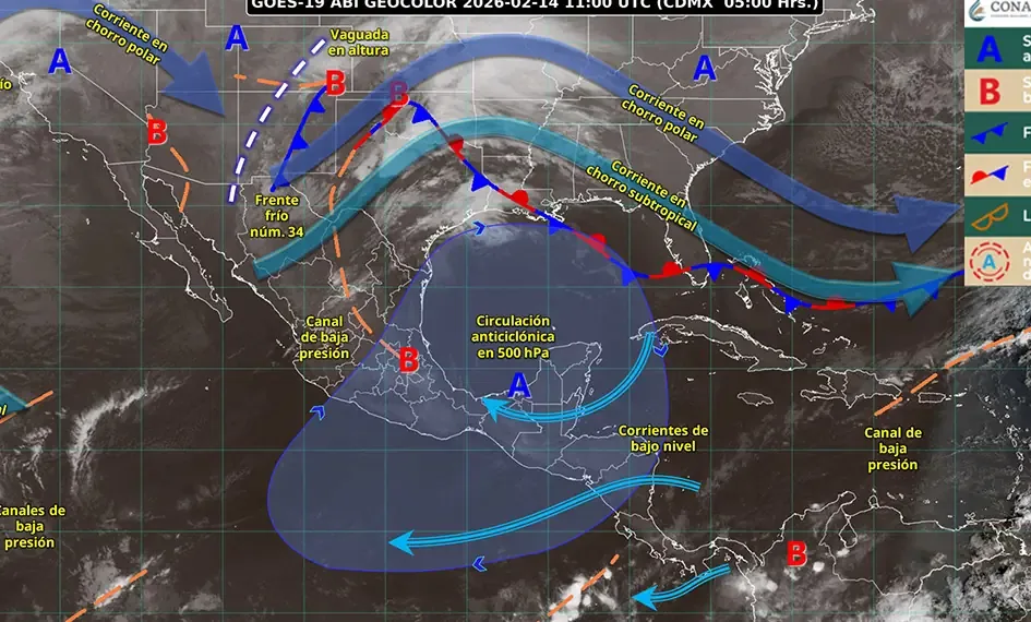 La circulación anticiclónica provocará temperatura elevada y bancos de niebla en el estado.