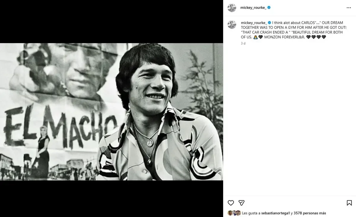 La conexión entre Rourke y Monzón revive en redes tras homenaje emotivo.