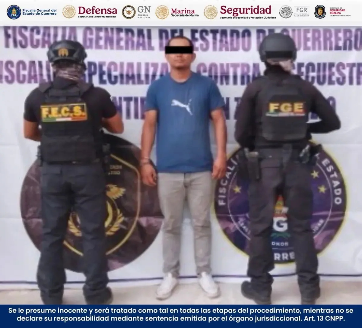La detención se realizó en acciones coordinadas con varias entidades de seguridad en Guerrero.