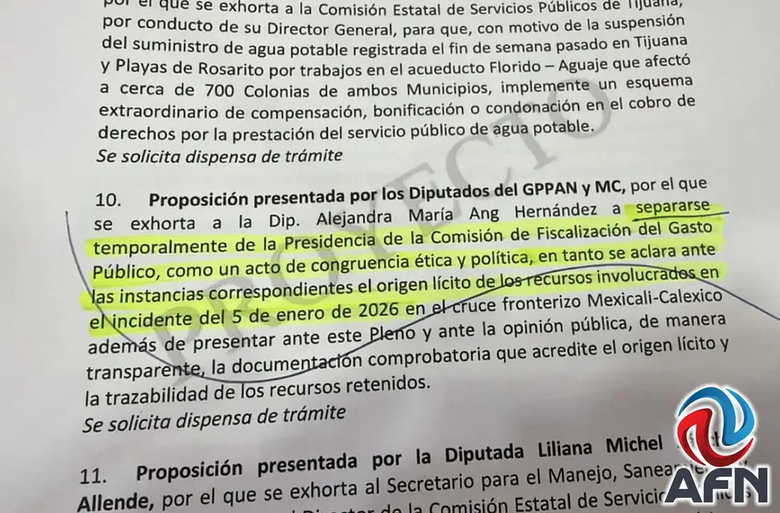 La diputada Alejandra María Ang durante una sesión en el Congreso de Baja California.