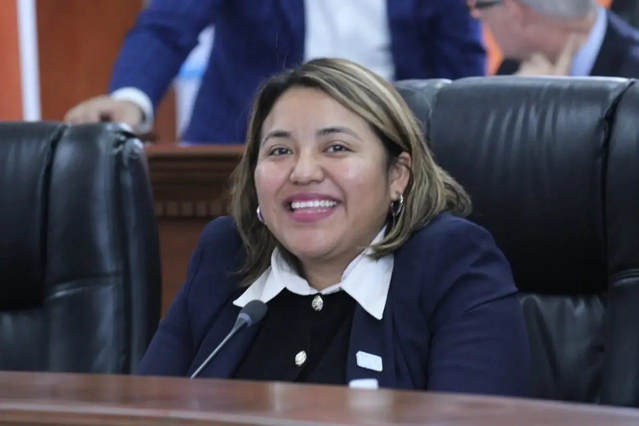 La diputada Evelyn Sánchez durante su intervención en el Congreso de Baja California.