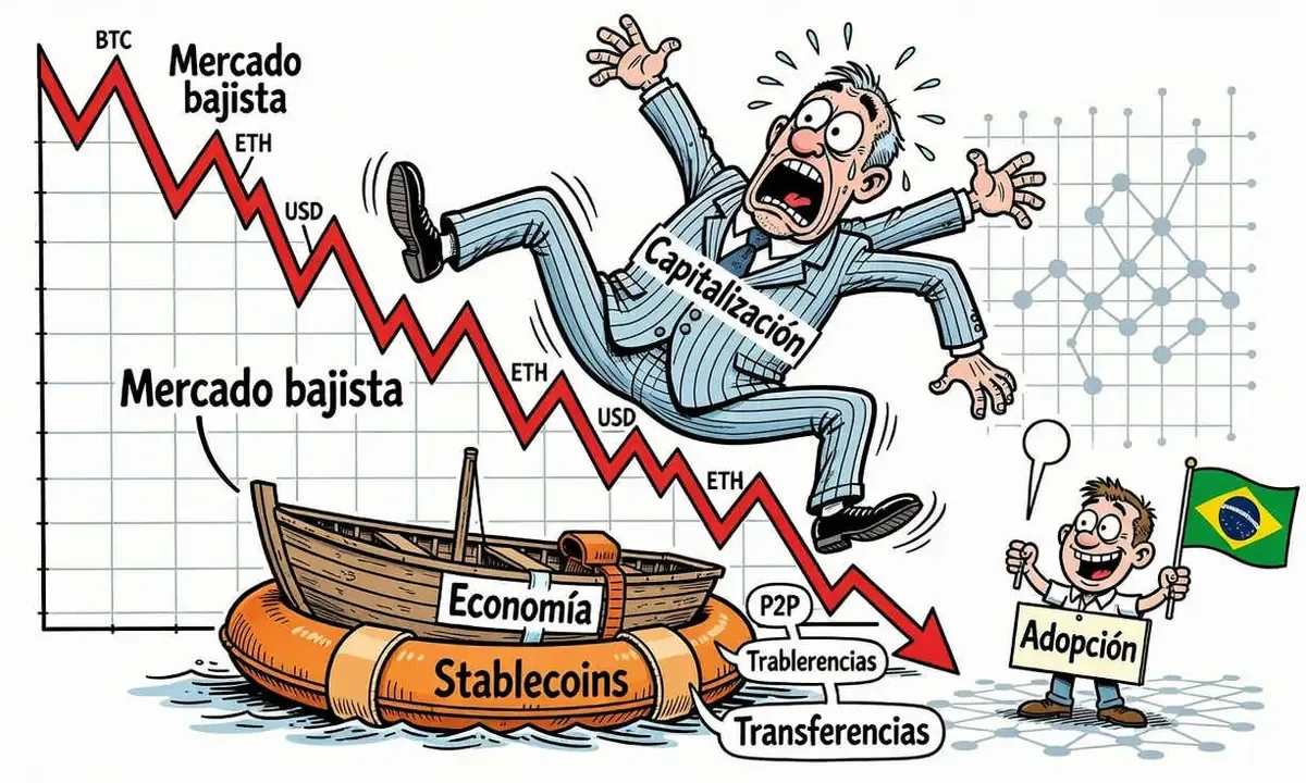 A pesar del desplome del mercado, las transferencias cripto y el uso de stablecoins crecieron significativamente.