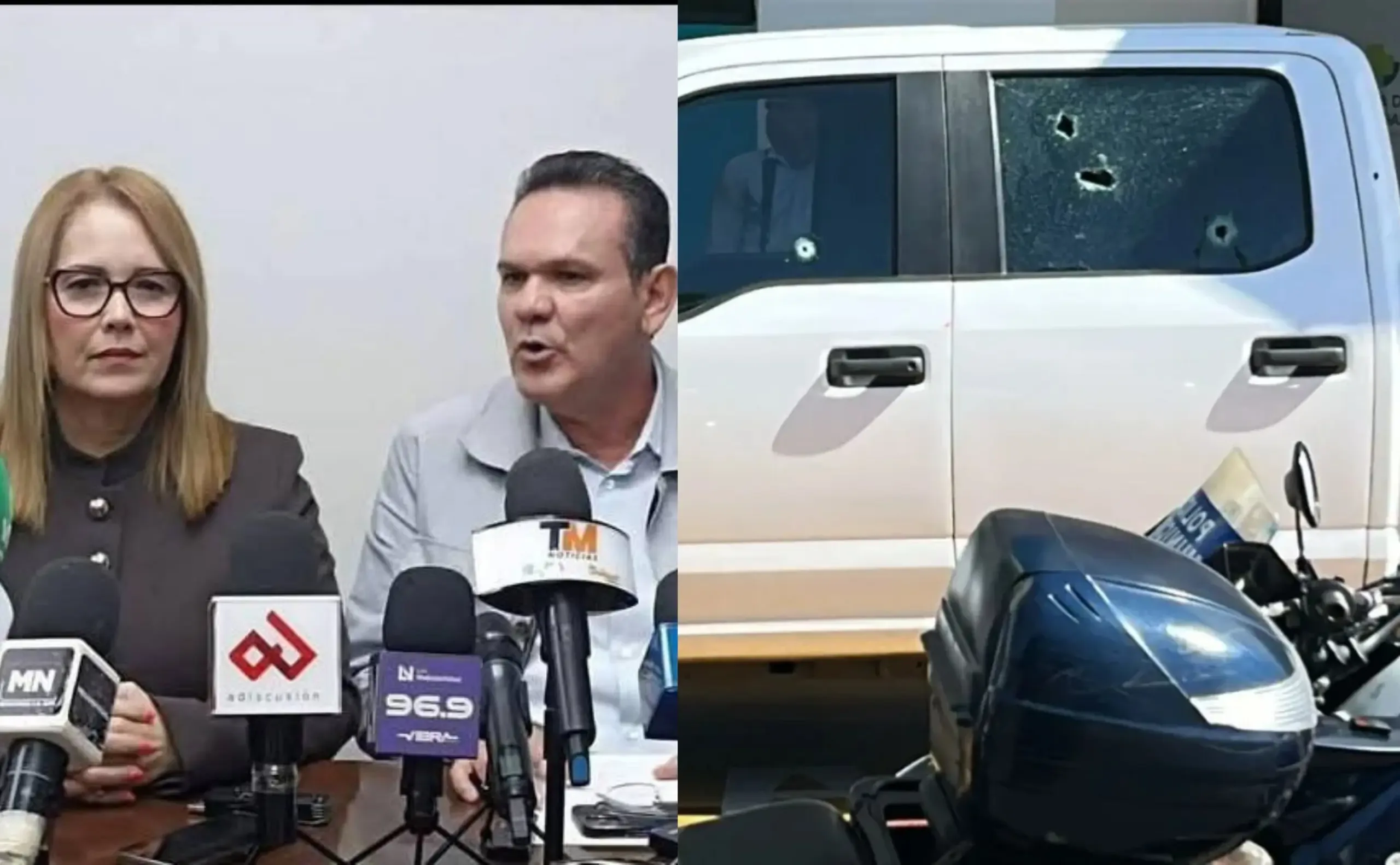 La escena del ataque armado contra los diputados Sergio Torres y Elizabeth Montoya en Culiacán.