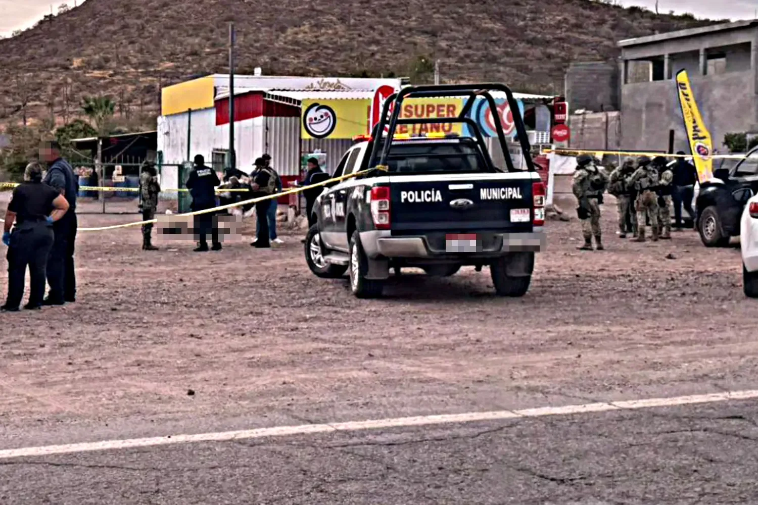 La escena del crimen en Loreto, donde un hombre fue ejecutado.
