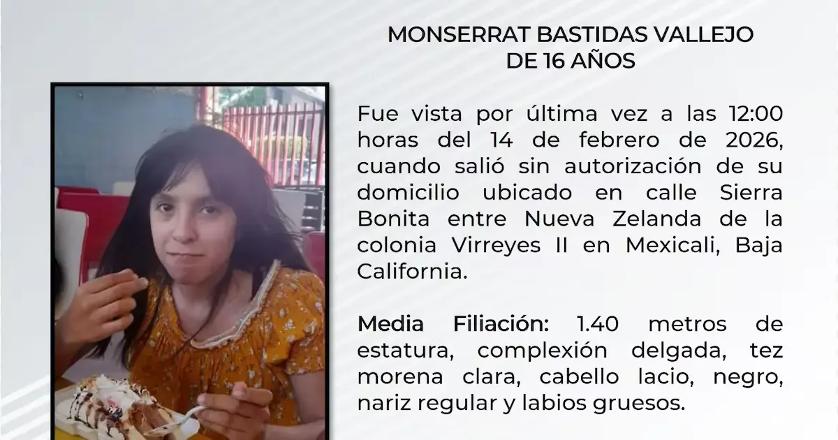 La fiscalía de Baja California activó una investigación para dar con el paradero de la joven de 16 años.