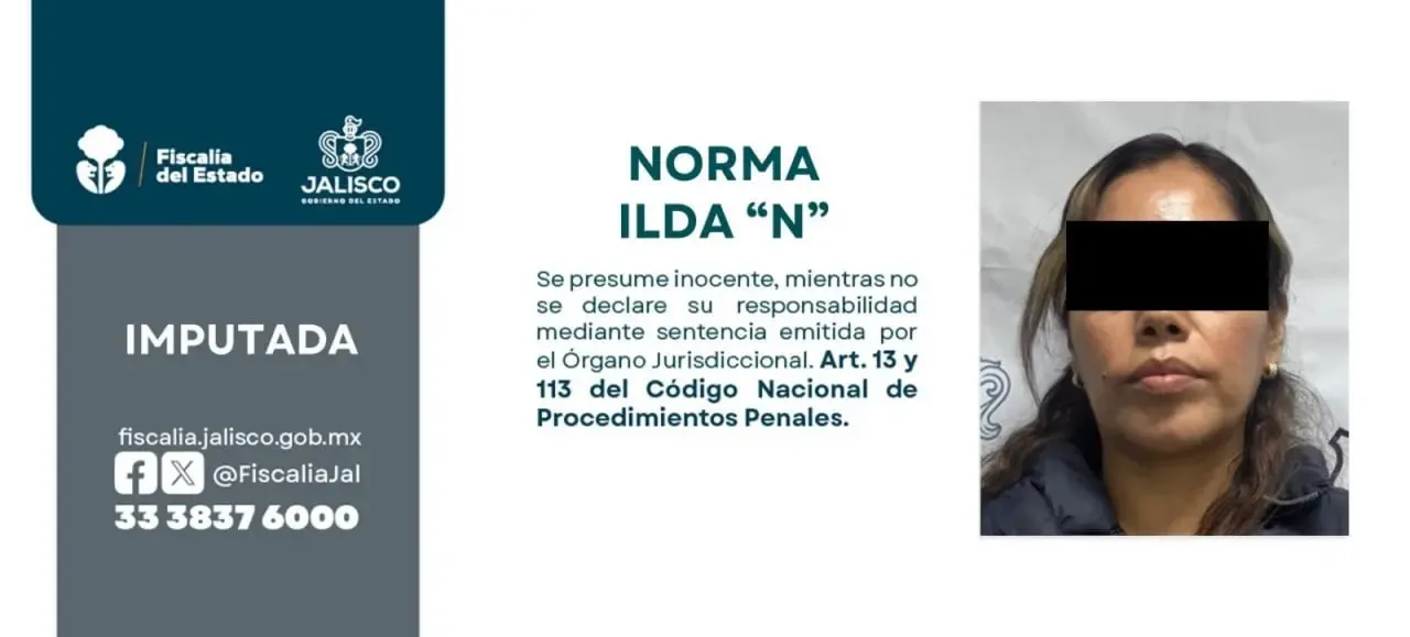 La Fiscalía del Estado de Jalisco informa sobre la detención de una funcionaria pública.