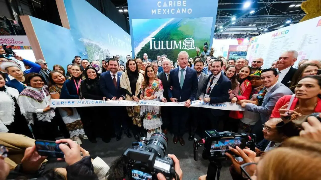 La gobernadora Mara Lezama en la inauguración del pabellón del Caribe Mexicano en FITUR 2026.