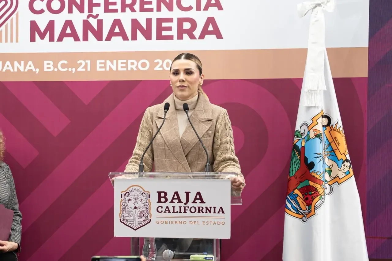 La gobernadora Marina del Pilar Ávila durante su conferencia sobre la FGR.