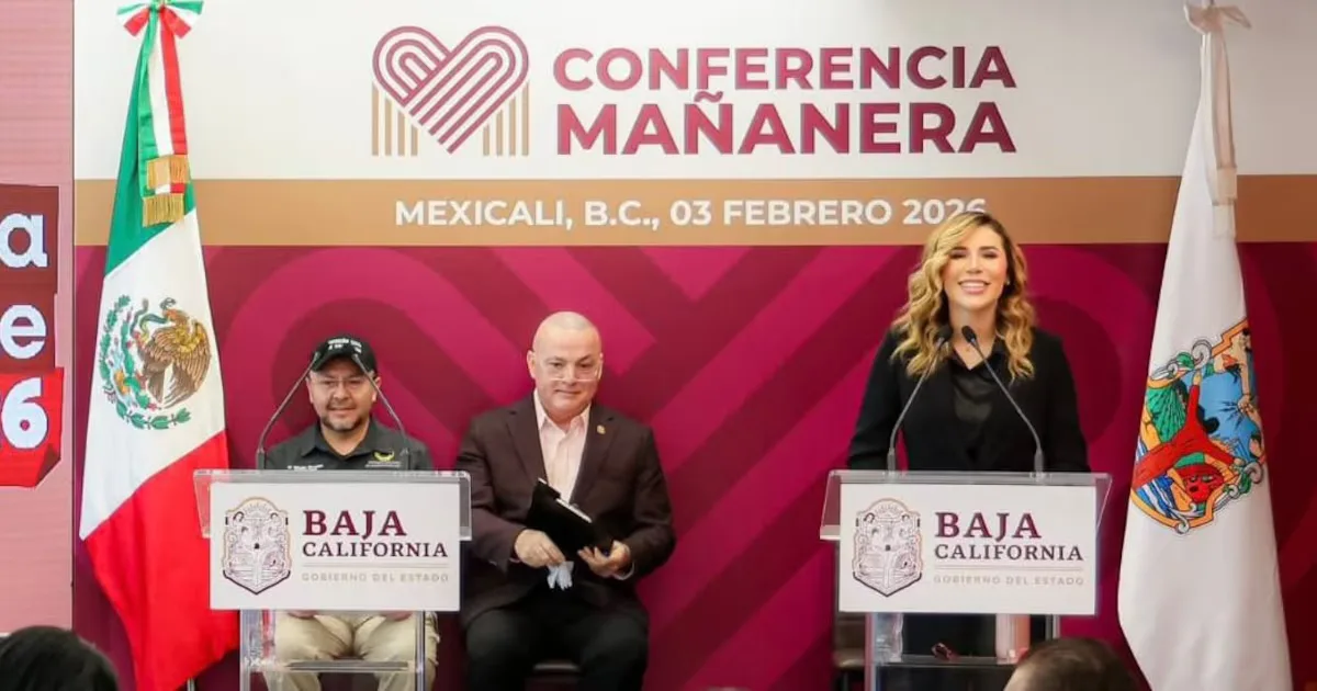 La gobernadora Marina del Pilar Ávila Olmeda presenta la nueva ruta Tijuana-Vancouver.