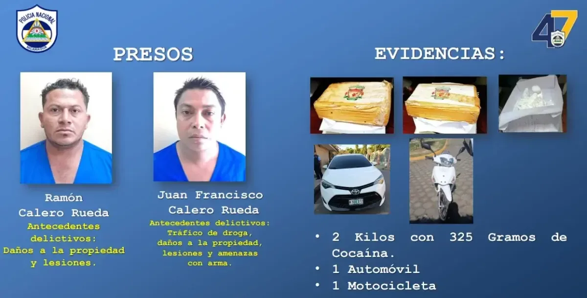 La incautación se realizó durante un operativo en el que fueron detenidos dos hombres relacionados con tráfico de drogas.