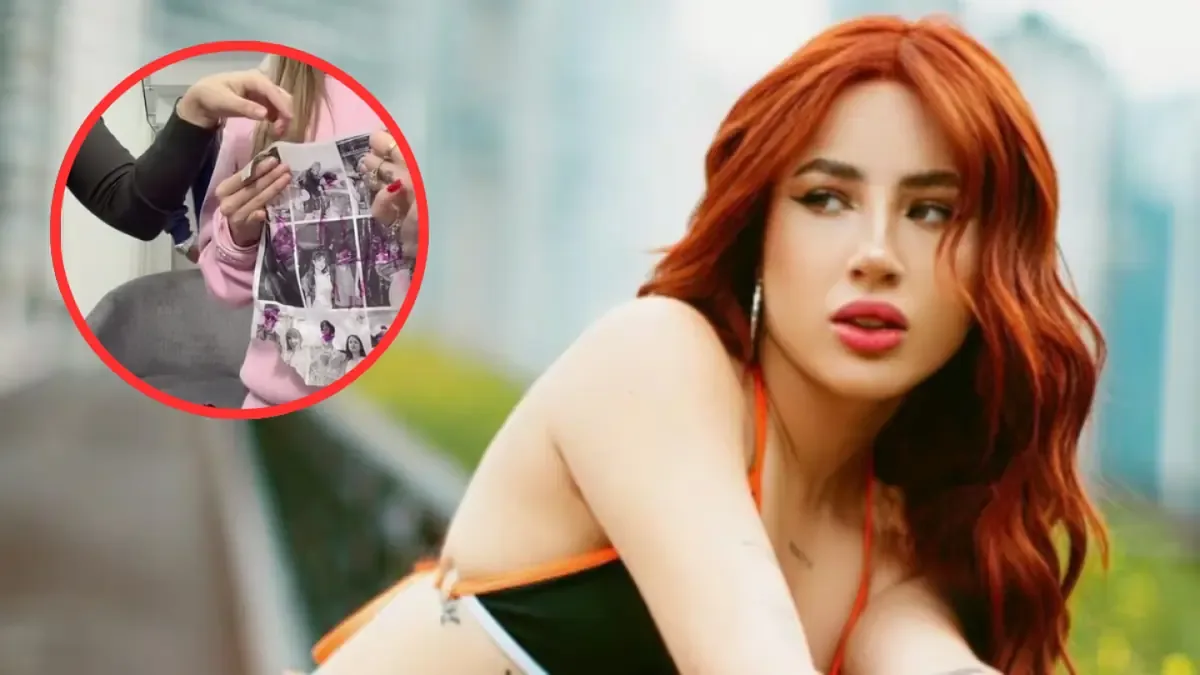 La influencer recibió un arreglo floral con fotografías intervenidas, generando especulaciones.